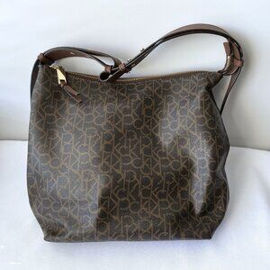 Calvin Klein work shoulder hand bag purse brown office professional women luxury